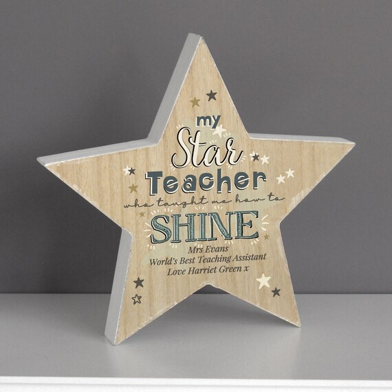Star Teacher Rustic Wooden Star Decoration